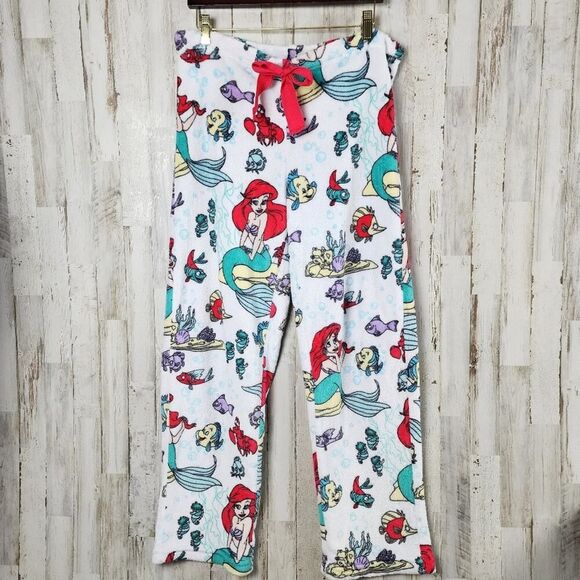 Disney Ariel Plush Fleece Sleep Pajama Pants White Size Large - Picture 1 of 9